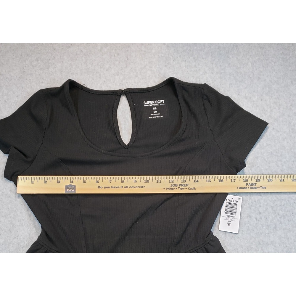 Torrid Short Sleeve Rib Princess Seam Wide Leg Jumpsuit Black Size M/L NWT - Picture 9 of 11